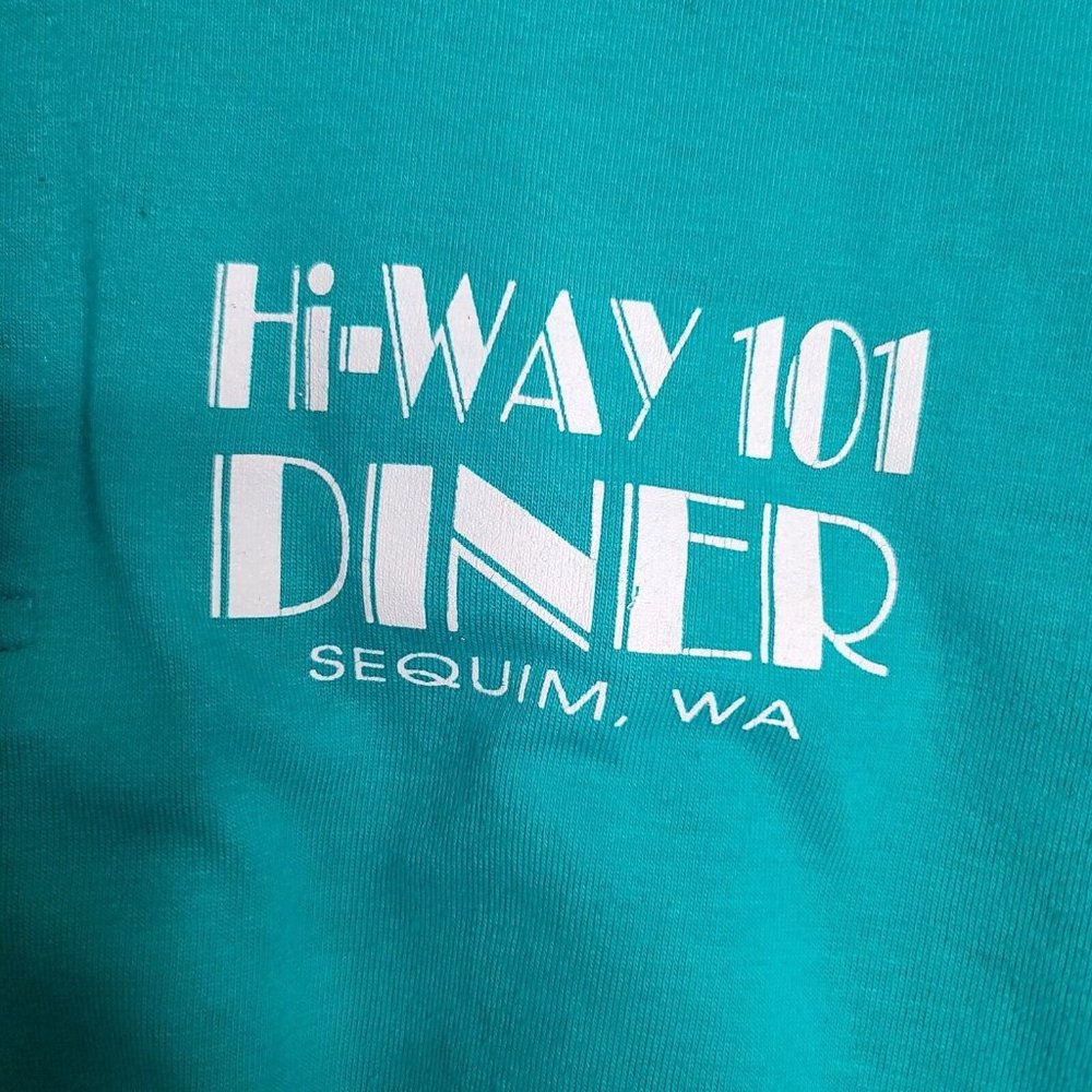 Highway 101 Diner Sequim Wa Mens Teal XXL Polo Shirt - Picture 3 of 5